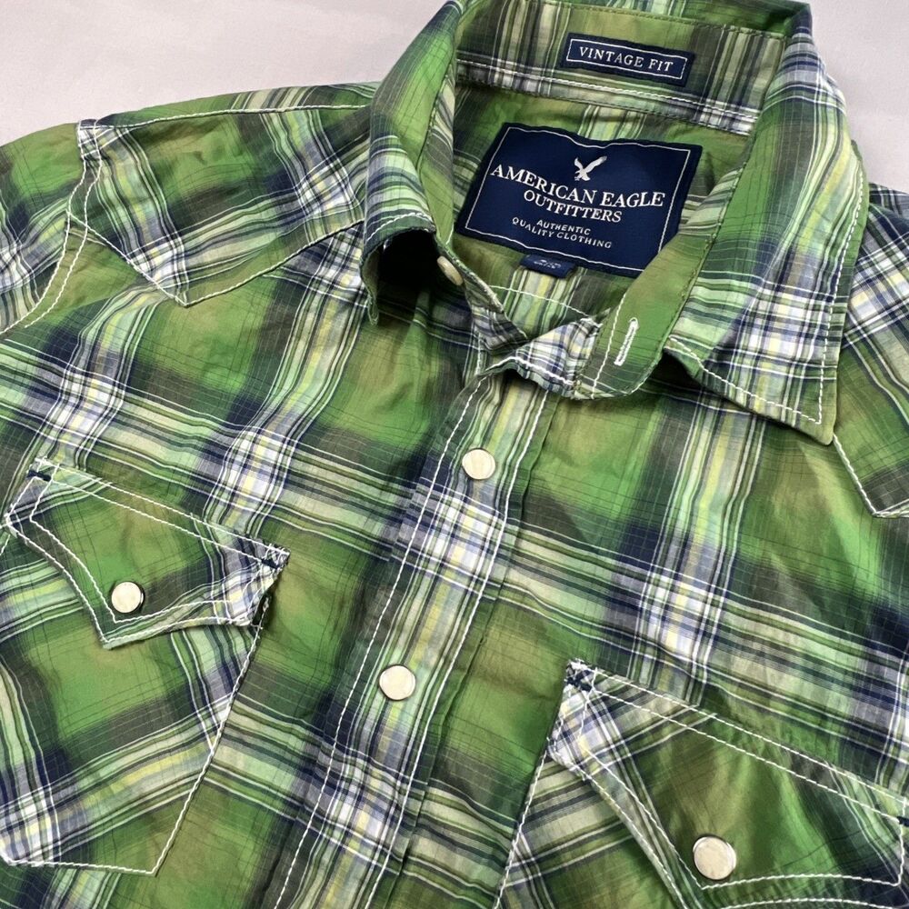 American Eagle Vintage Fit Pearl Snap Western Men’s Shirt Size Small